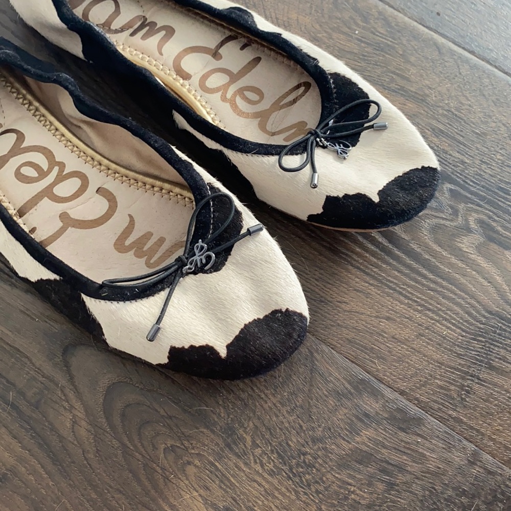 Sam Edelman cow print calf hair flats